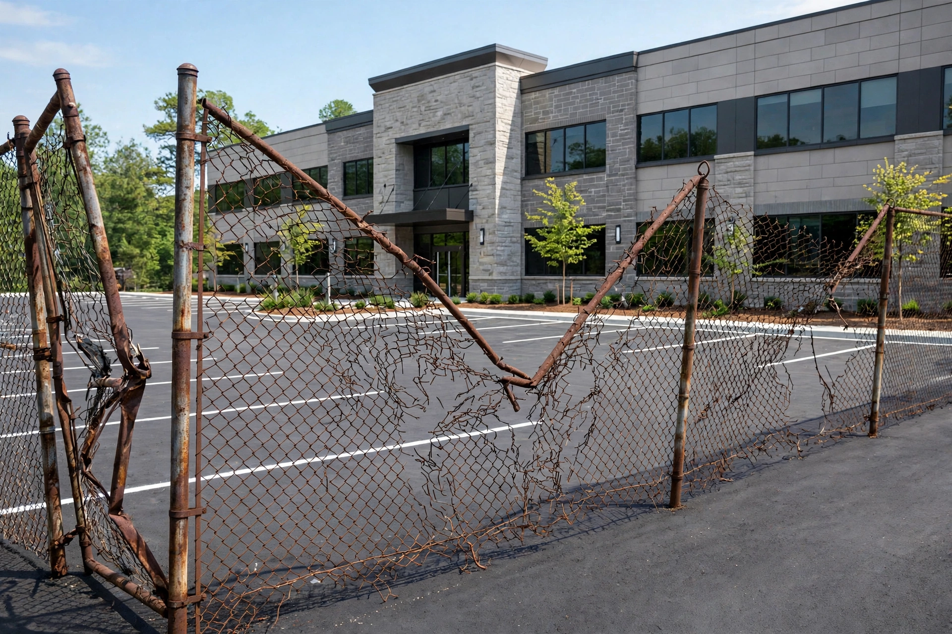 Before photo, Commercial Fence Installation in Somerset, by Bowie Fence Company